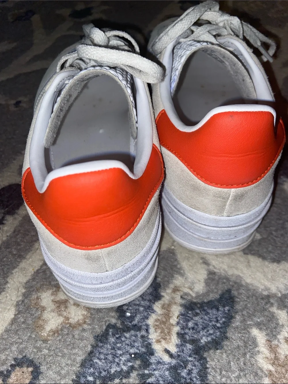 adidas Gazelle Suede Sneakers in Off-White with Red Heel